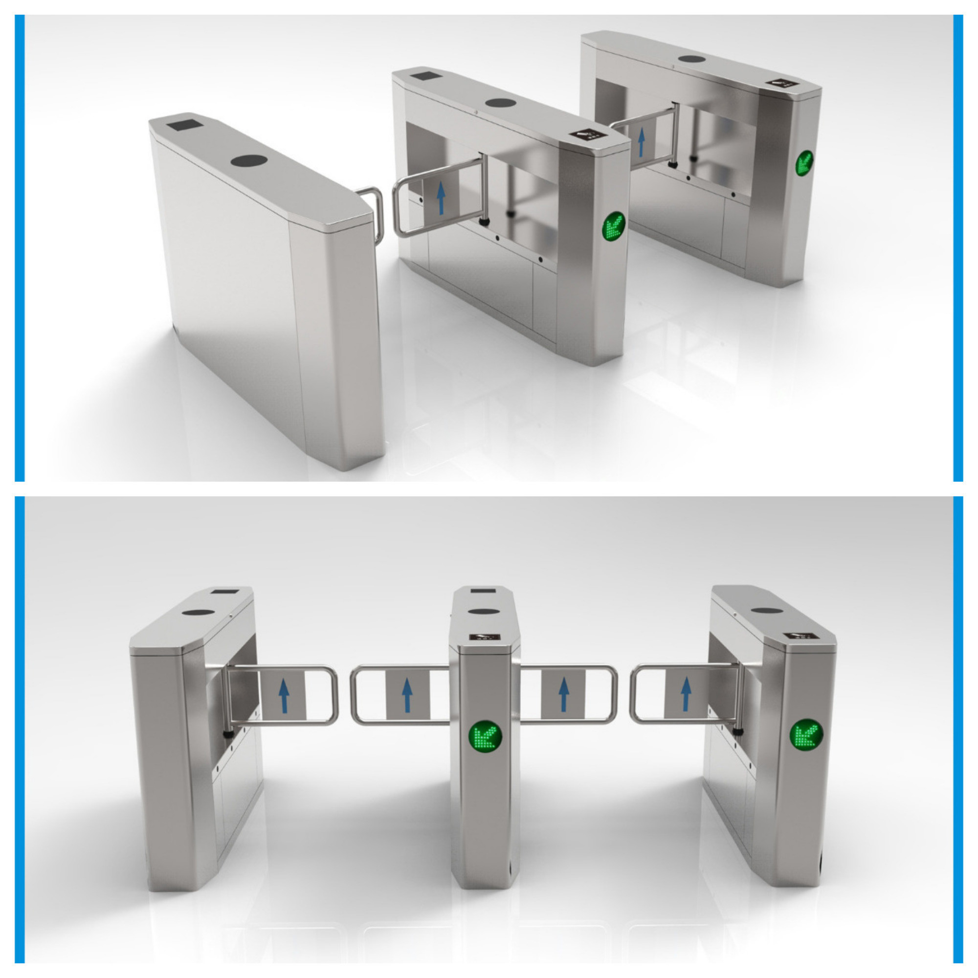 Two Sides Intelligent Swing Barrier Gate Made Of 304 Stainless Steel