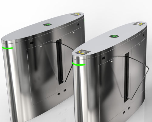 Silver Flap Barrier Turnstile Access Control System With RFID Card Reader