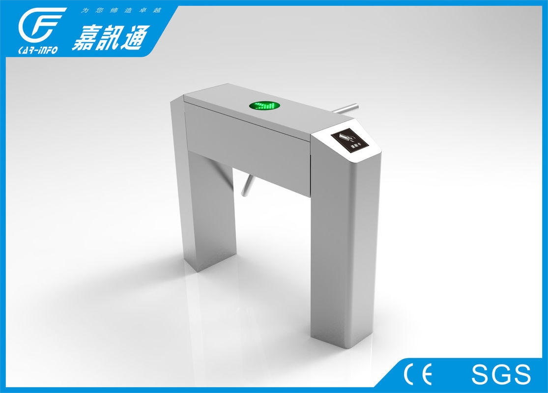 304 stainless steel waist high turnstile with rfid / barcode / fingerprint access control system